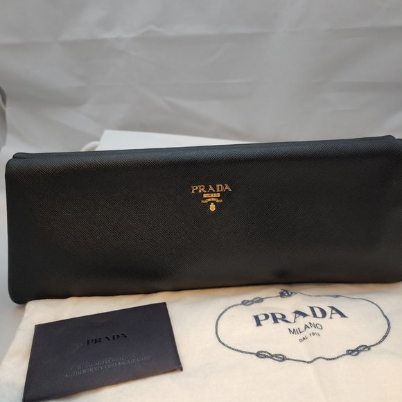 Prada Black Saffiano Leather East-West Frame Clutch Bag BP0323 - Picture 2 of 6